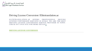 Driving License Conversion  Elitetranslation.ae