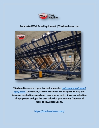 Automated Wall Panel Equipment | Triadmachines.com