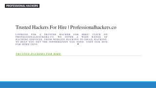 Trusted Hackers For Hire  Professionalhackers.co