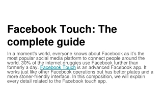 Facebook Touch_ The complete guide
