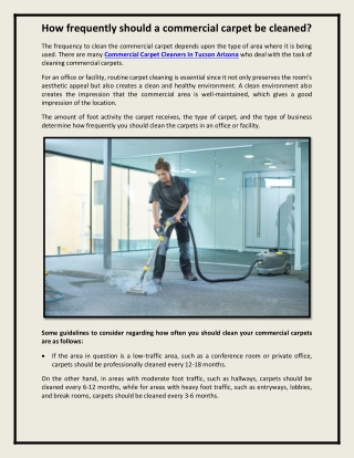 What is the recommended cleaning schedule for a business carpet?