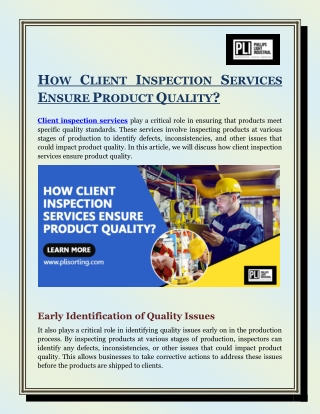 How Client Inspection Services Ensure Product Quality