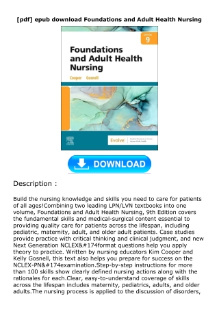 [pdf] epub download Foundations and Adult Health Nursing