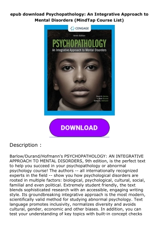 epub download Psychopathology: An Integrative Approach to Mental Disorders