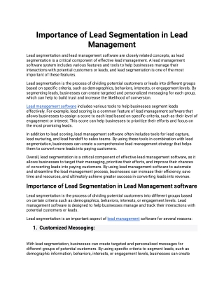 Importance of Lead Segmentation in Lead Management.docx