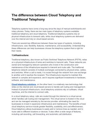 The difference between cloud telephony and traditional telephony.docx
