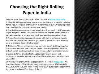 Choosing the Right Rolling Paper in India