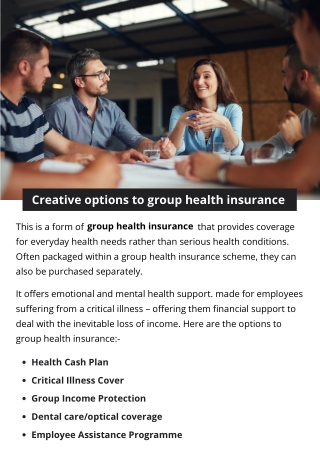 Creative options to group health insurance