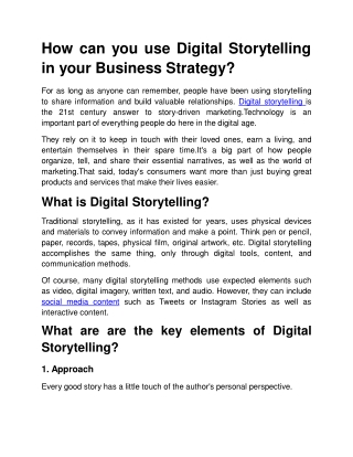 How can you use Digital Storytelling in your Business Strategy