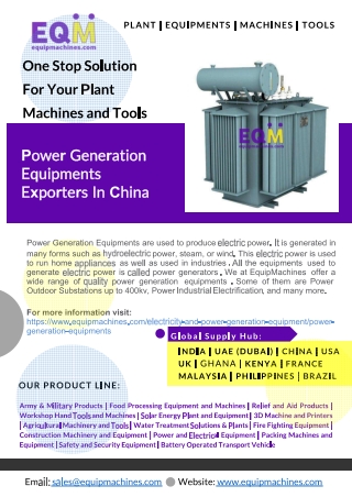 Power Generation Equipments Exporters In China