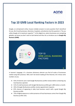 Top 10 GMB Local Ranking Factors in 2023