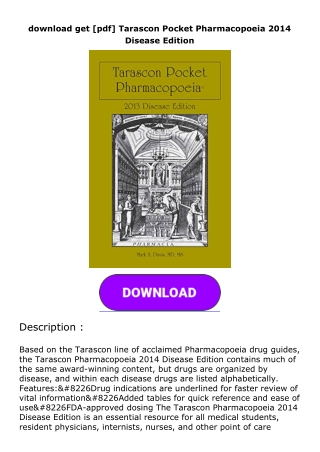 download get [pdf] Tarascon Pocket Pharmacopoeia 2014 Disease Edition