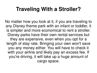 Traveling With a Stroller?