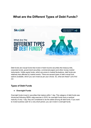 What are the Different Types of Debt Funds?