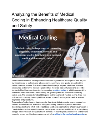 Analyzing How Medical Coding is Playing a Conducive Role in Healthcare Service Delivery