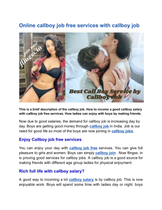 Online callboy job free services with callboy job