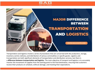 Major Difference Between Transportation and Logistics