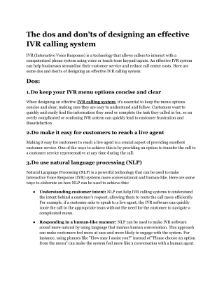 The dos and don'ts of designing an effective IVR calling system.docx