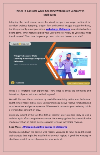 Consider While Choosing Web Design Company In Melbourne