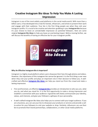 Creative Instagram Bio Ideas To Help You Make A Lasting Impression