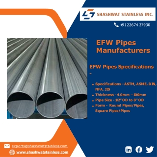 Seamless Pipes | ERW Pipes | EFW Pipes - Shashwat Stainless Inc