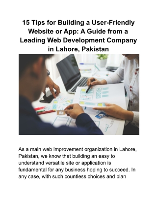 15 Tips for Building a User-Friendly Website or App_ A Guide from a Leading Web Development Company in Lahore, Pakistan