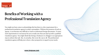 Benefits of Working with a Professional Translation Agency