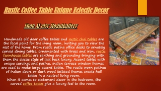 Rustic Coffee Table Unique Eclectic Decor