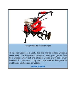 Power Weeder Price in India