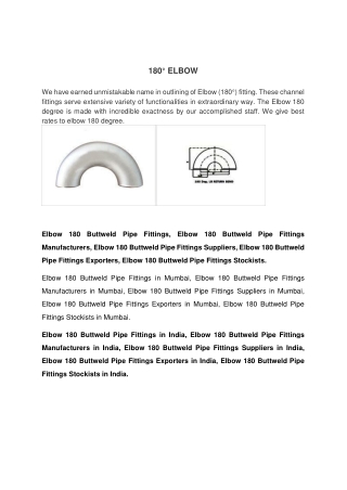 Elbow 180 Buttweld Pipe Fittings Manufacturer