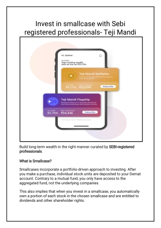 Invest in smallcase with Sebi registered professionals Teji Mandi