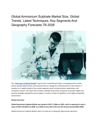 Global Ammonium Sulphate Market