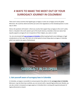 4 Ways to make the most out of your surrogacy journey in Colombia