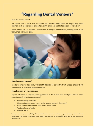 Regarding Dental Veneers