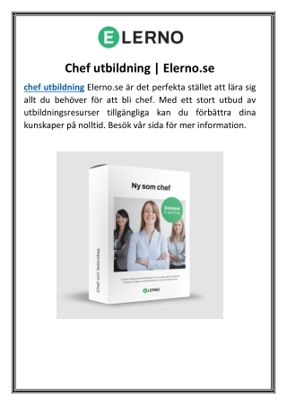 Chef utbildning | Elerno.se