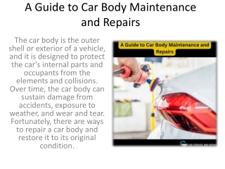A Guide to Car Body Maintenance and Repairs