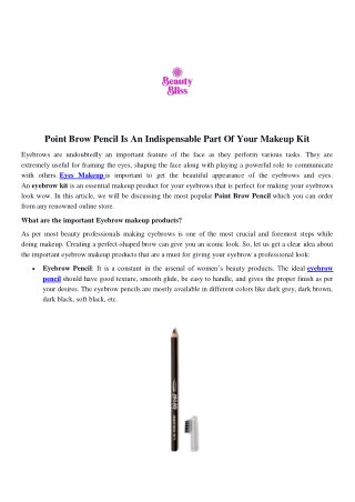 Point Brow Pencil Is An Indispensable Part Of Your Makeup Kit