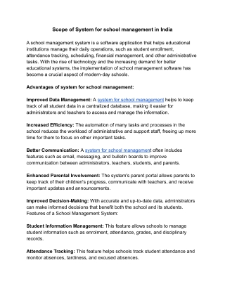 Scope of System for school management in India
