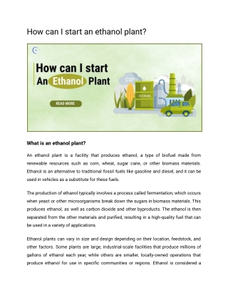 How can I start an ethanol plant?