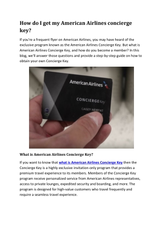 How do I get my American Airlines concierge key