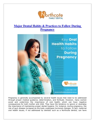 Major Dental Habits & Practices to Follow During Pregnancy