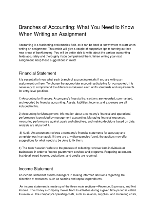 Branches of Accounting What You Need to Know When Writing an Assignment