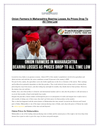 Onion Farmers In Maharashtra Bearing Losses As Prices Drop To All Time Low