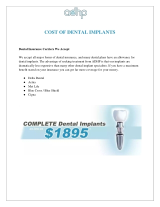 Cost of Dental Implants