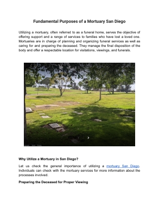 Fundamental Purposes of a Mortuary San Diego.docx