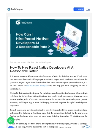 How To Hire React Native Developers At A Reasonable Rate?