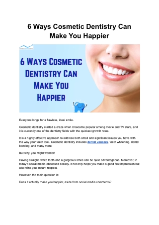 6 Ways Cosmetic Dentistry Can Make You Happier