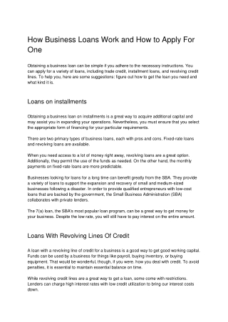 How Business Loans Work and How to Apply For One