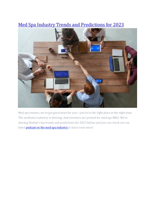 Med Spa Industry Trends and Predictions for 2023