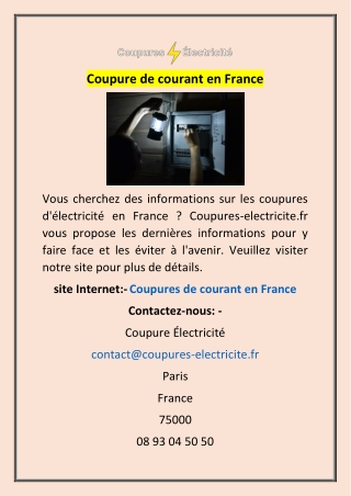 Coupure de courant en France
